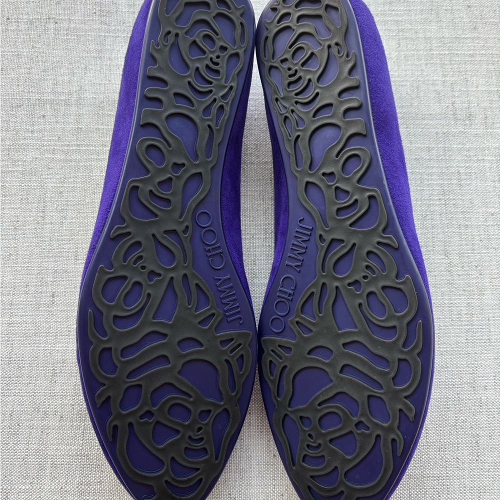 Jimmy Choo - Wray Sue Ballet Flats - Violet Suede Flats with Gold Accents 40.5 - Picture 7 of 10